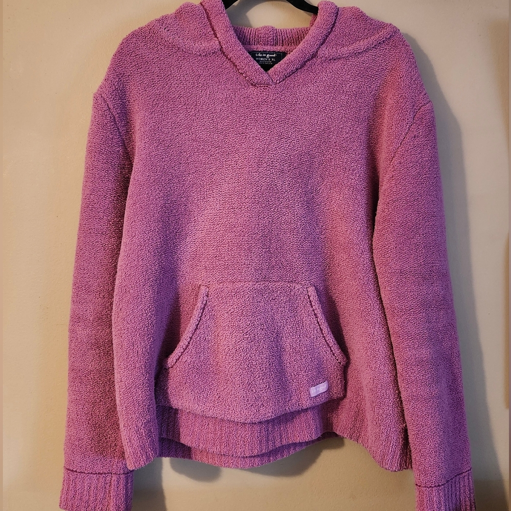 Life Is Good Fuzzy Orchid Pink Hoodie